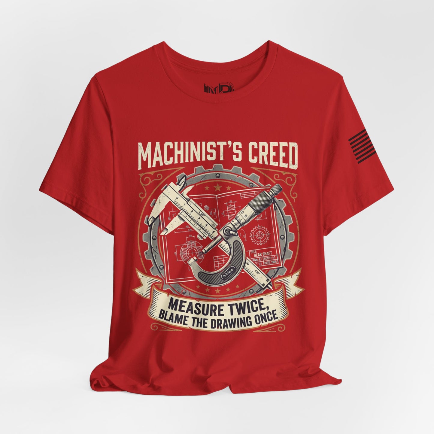 Machinist's Creed Tee — "Measure Twice, Blame the Drawing Once" Graphic T-Shirt
