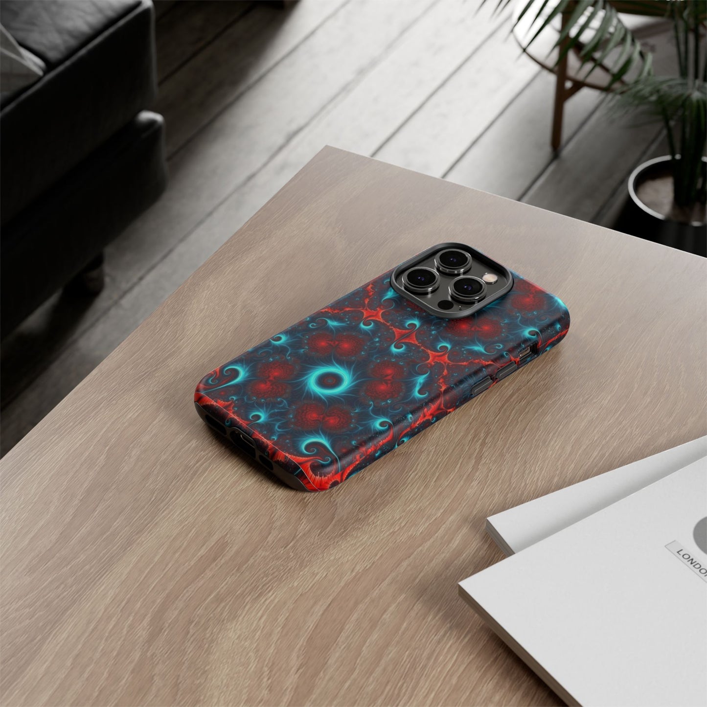 Phone Case matte — Neon Fractal Galaxy Protective Tough Case