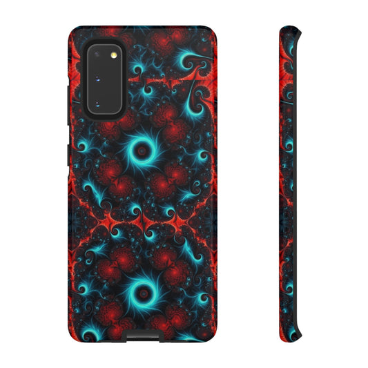 Phone case glossy ---Galaxy Fractal Tough Phone Case — Red & Teal Abstract Protective Cover