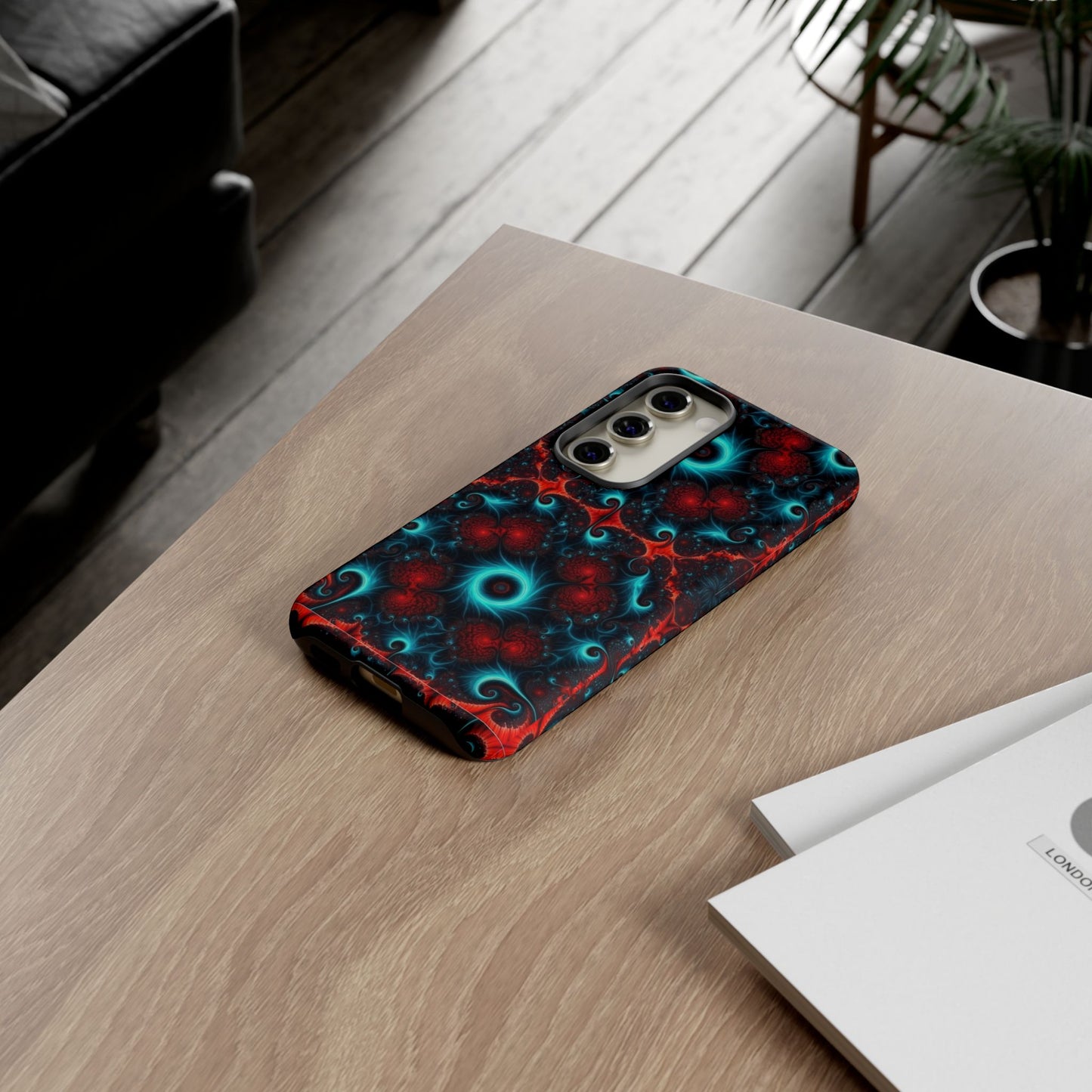 Phone Case matte — Neon Fractal Galaxy Protective Tough Case