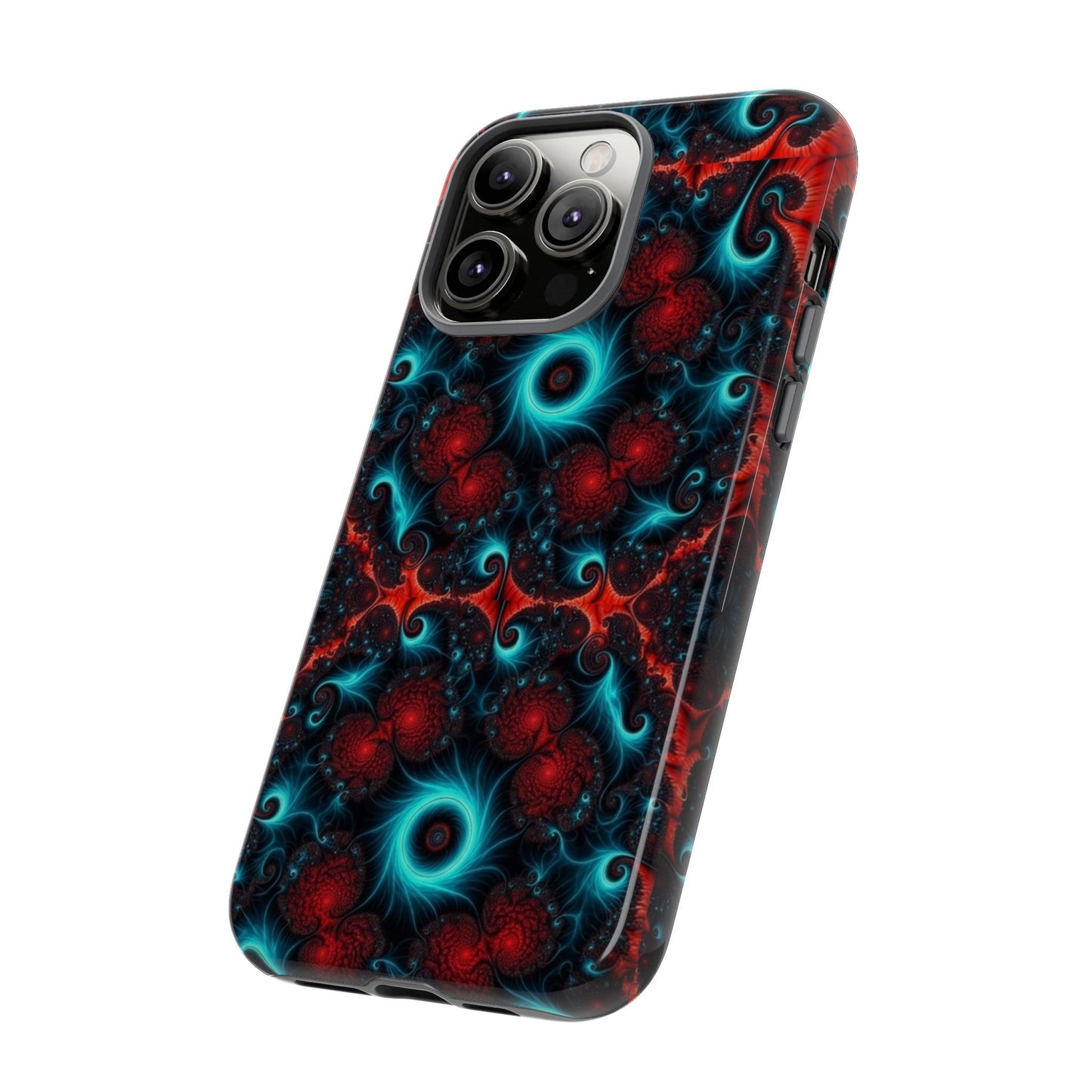Phone case glossy ---Galaxy Fractal Tough Phone Case — Red & Teal Abstract Protective Cover