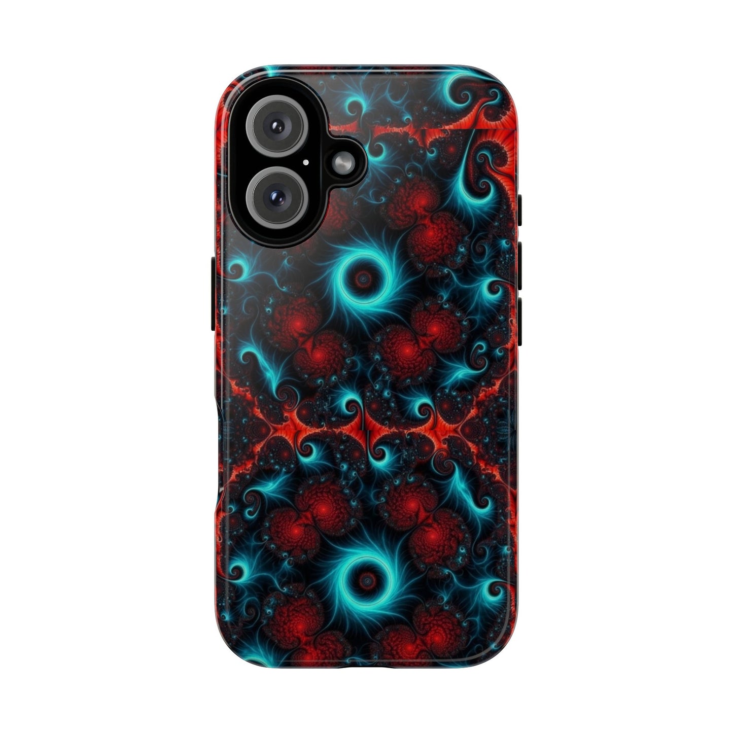 Phone case glossy ---Galaxy Fractal Tough Phone Case — Red & Teal Abstract Protective Cover