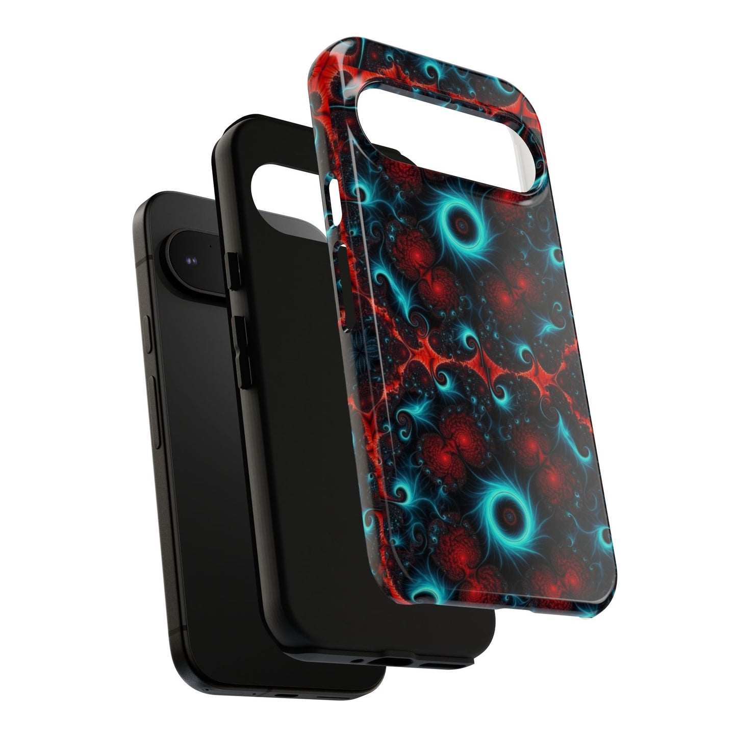 Phone case glossy ---Galaxy Fractal Tough Phone Case — Red & Teal Abstract Protective Cover