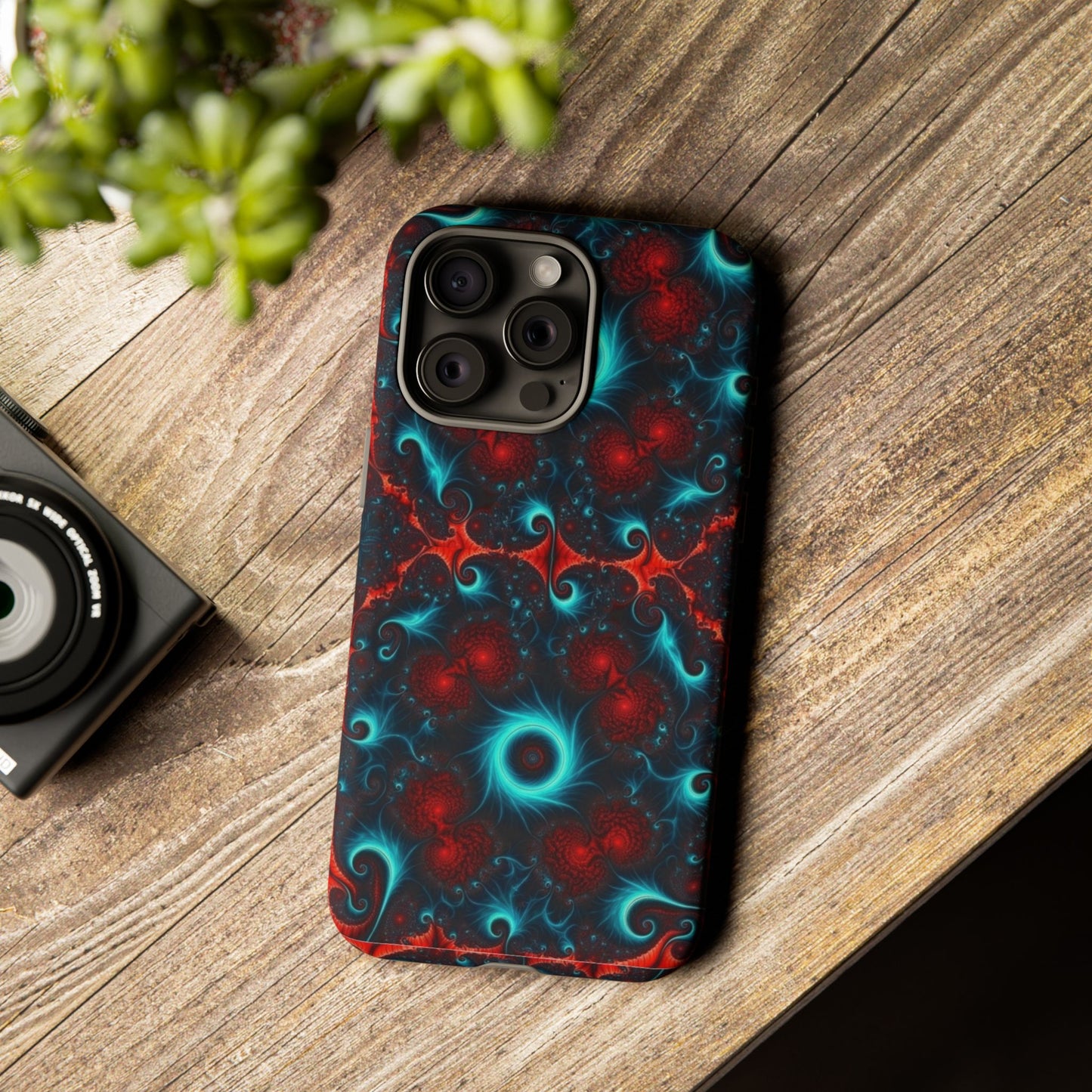 Phone Case matte — Neon Fractal Galaxy Protective Tough Case