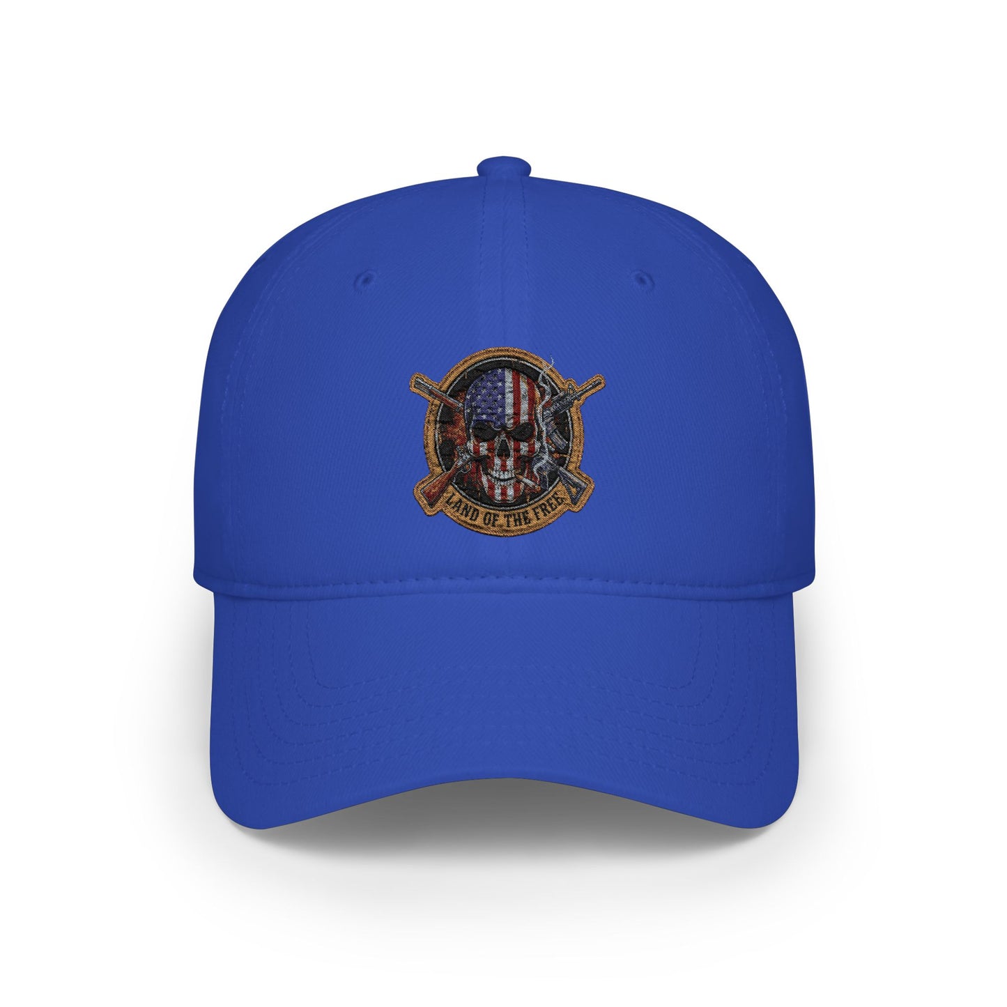 Land of the Free. American Flag Skull Patch Cap - Low Profile Baseball Hat