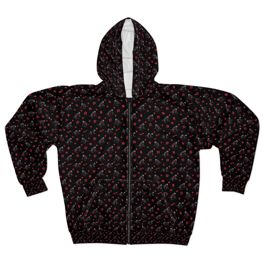 Cool monkey pattern, black with little stars.