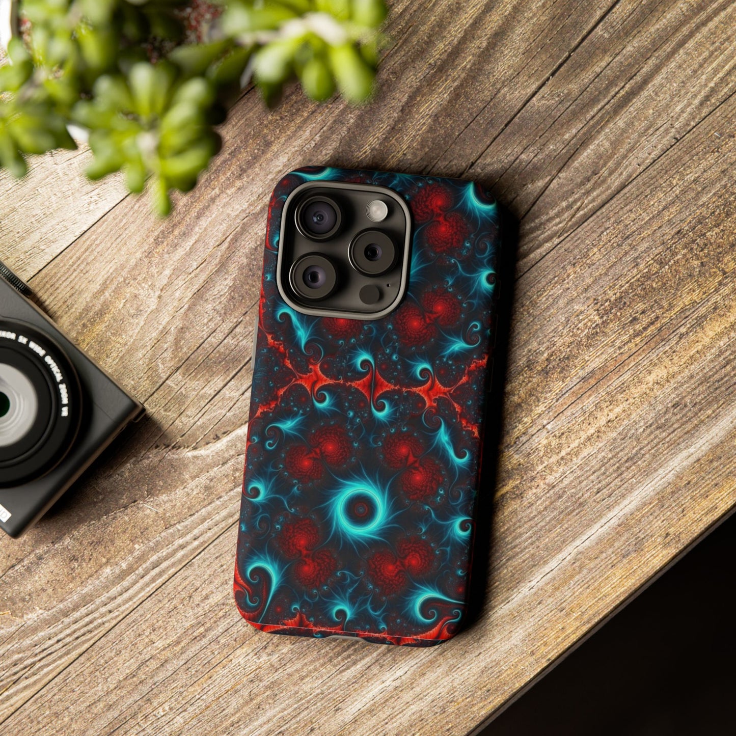 Phone Case matte — Neon Fractal Galaxy Protective Tough Case