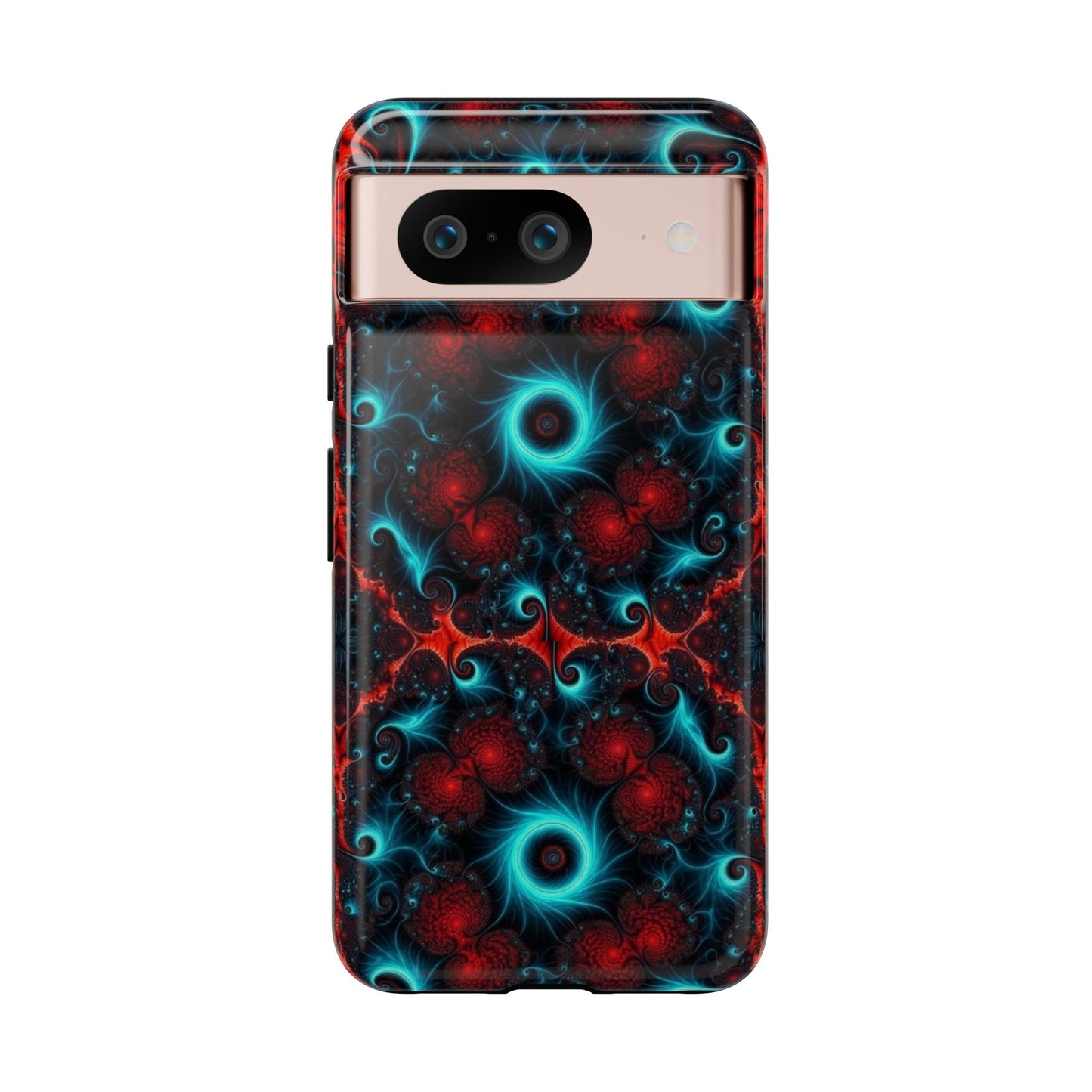 Phone case glossy ---Galaxy Fractal Tough Phone Case — Red & Teal Abstract Protective Cover