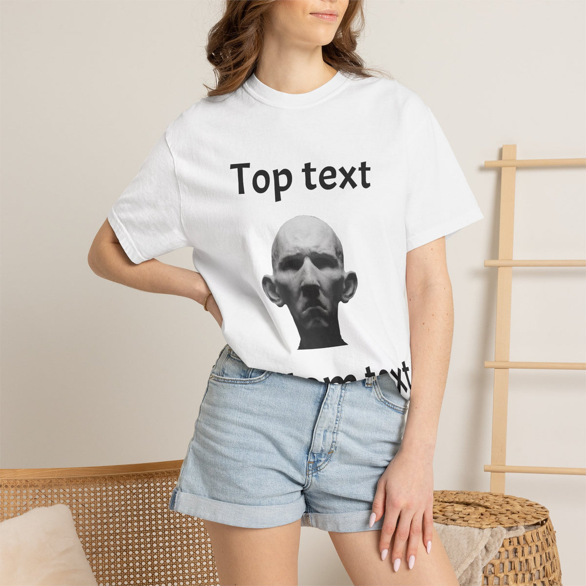 Meme Face T-Shirt — 'Top text / Bottom text' Graphic Tee