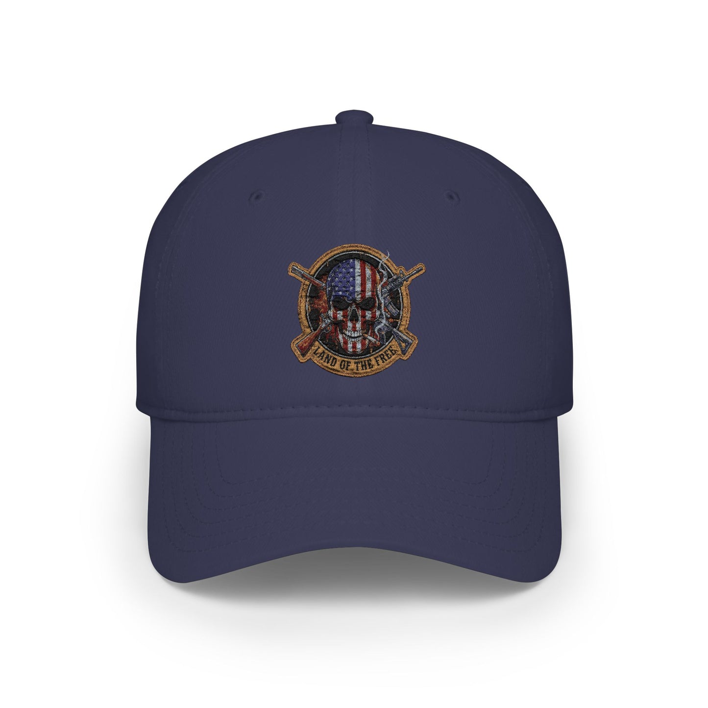 Land of the Free. American Flag Skull Patch Cap - Low Profile Baseball Hat