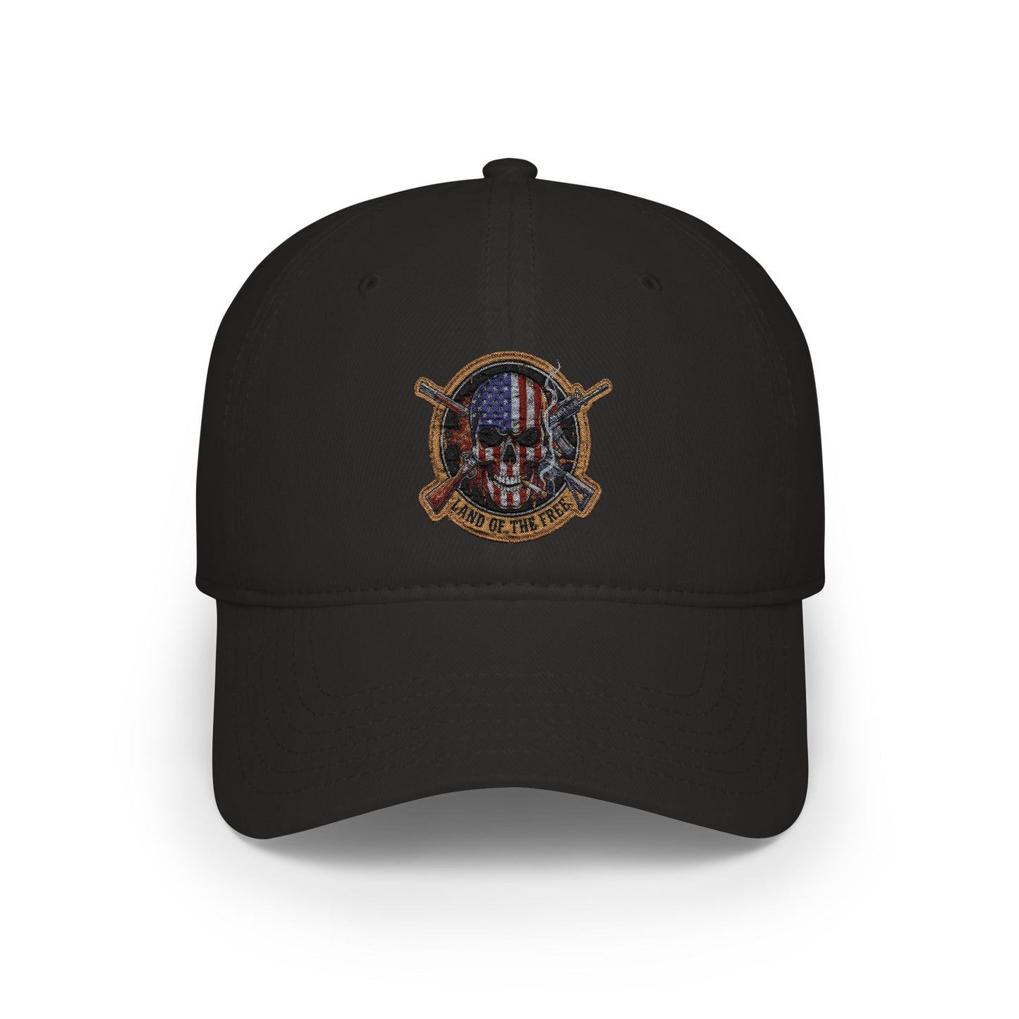Land of the Free. American Flag Skull Patch Cap - Low Profile Baseball Hat