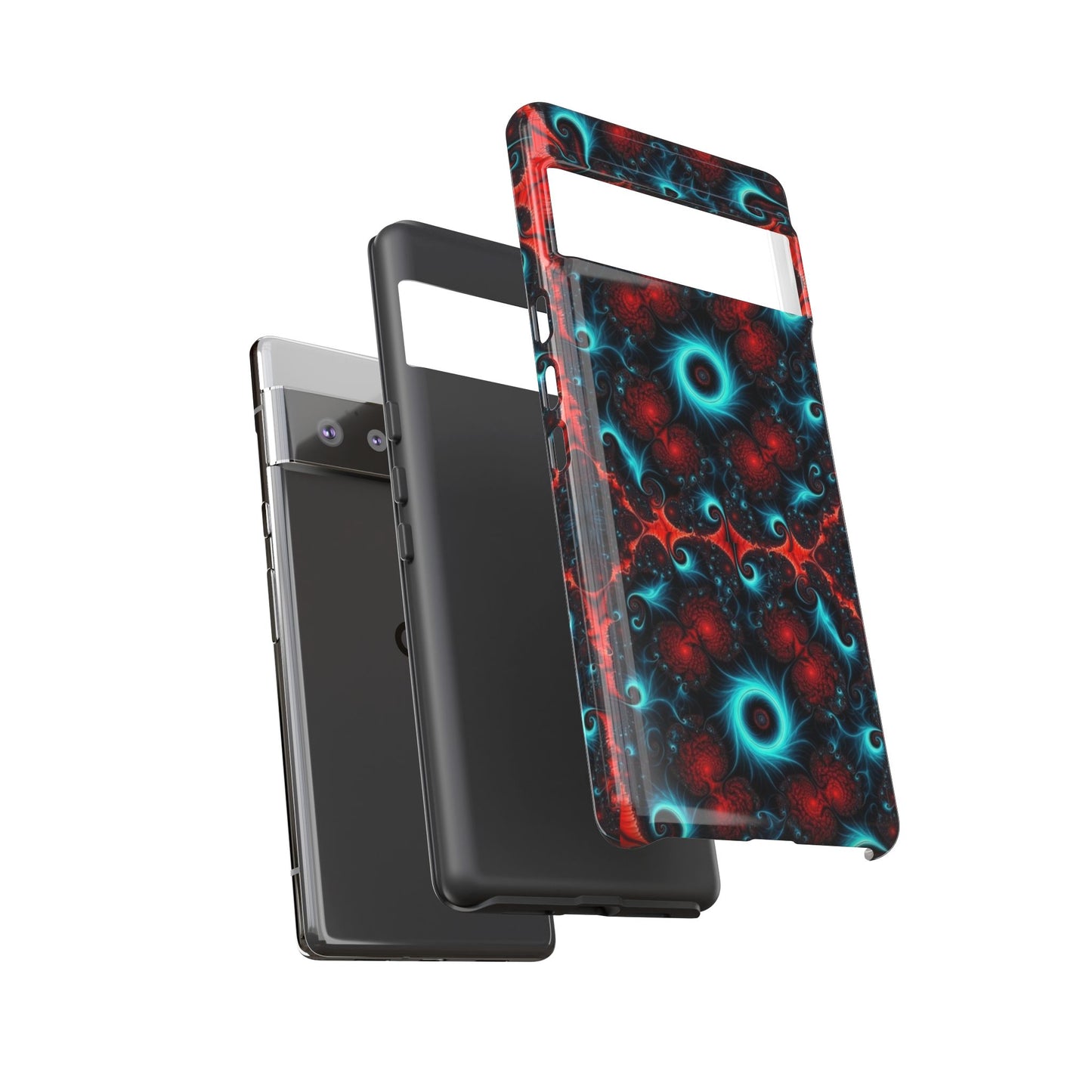 Phone case glossy ---Galaxy Fractal Tough Phone Case — Red & Teal Abstract Protective Cover