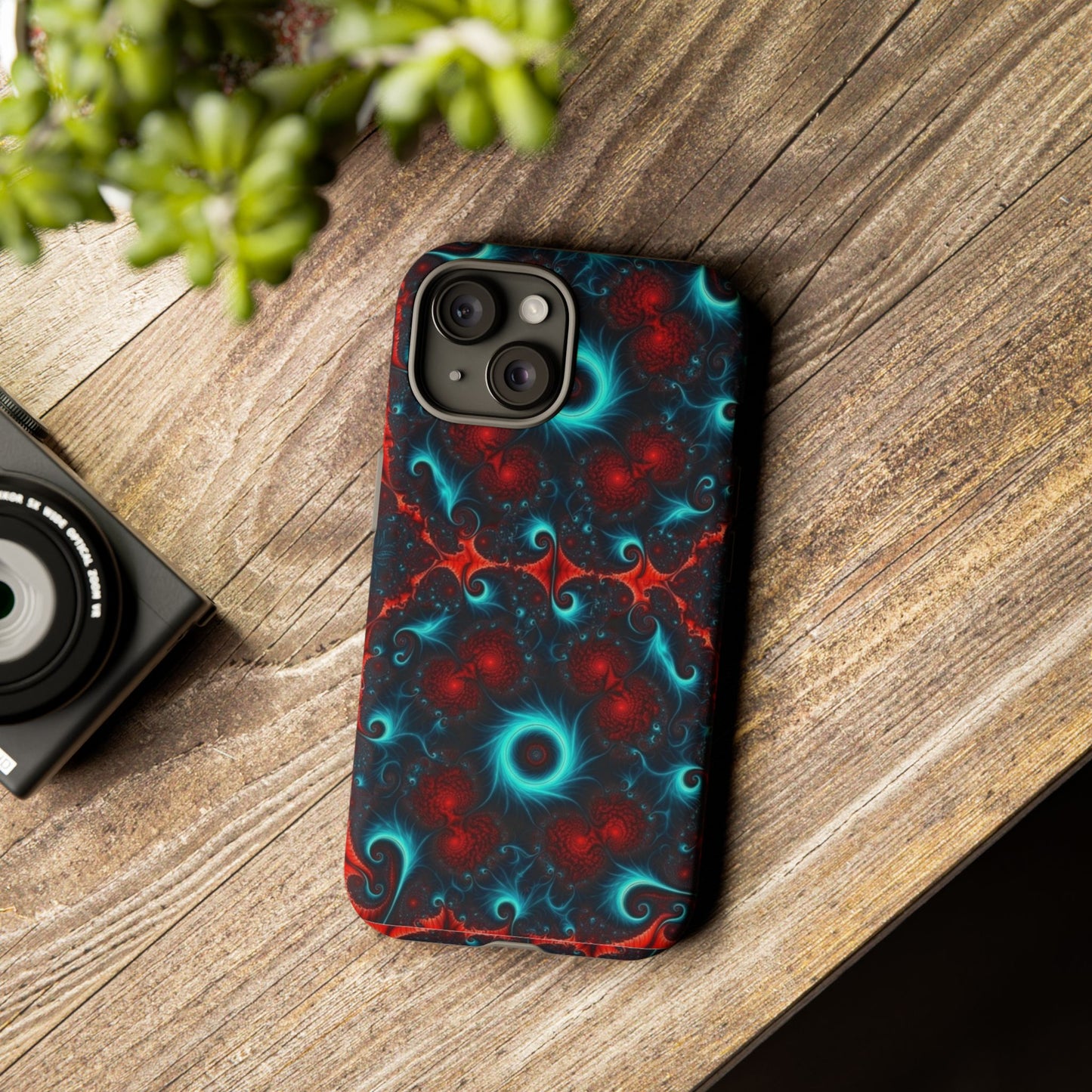 Phone Case matte — Neon Fractal Galaxy Protective Tough Case