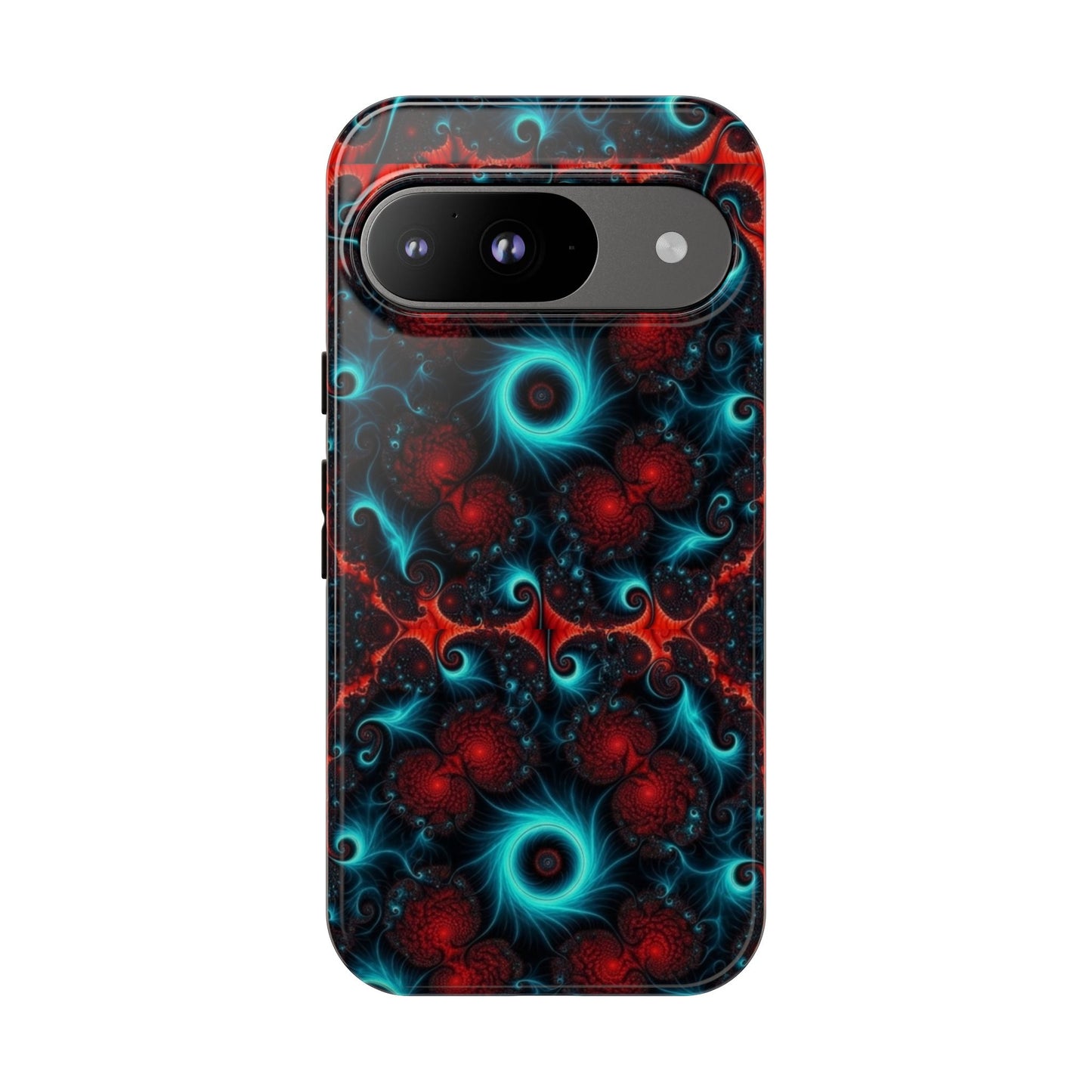 Phone case glossy ---Galaxy Fractal Tough Phone Case — Red & Teal Abstract Protective Cover