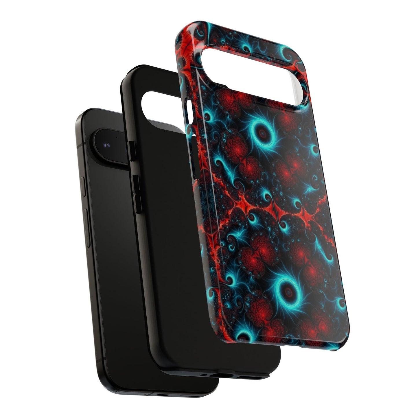 Phone case glossy ---Galaxy Fractal Tough Phone Case — Red & Teal Abstract Protective Cover