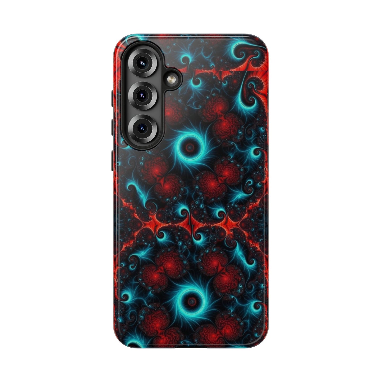 Phone case glossy ---Galaxy Fractal Tough Phone Case — Red & Teal Abstract Protective Cover