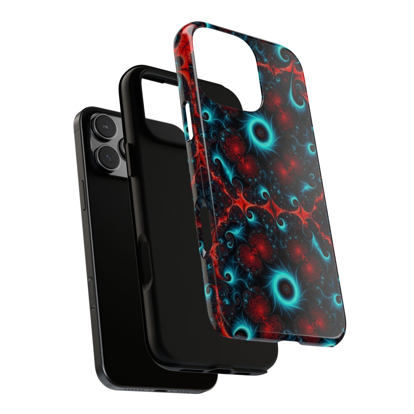 Phone case glossy ---Galaxy Fractal Tough Phone Case — Red & Teal Abstract Protective Cover