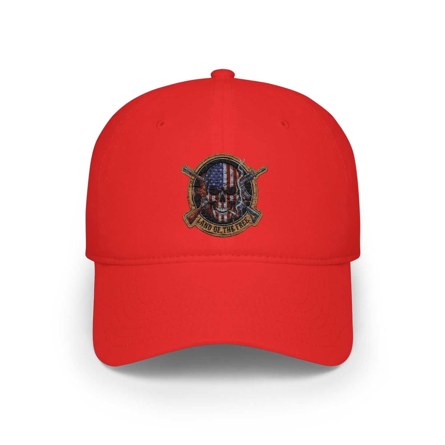 Land of the Free. American Flag Skull Patch Cap - Low Profile Baseball Hat