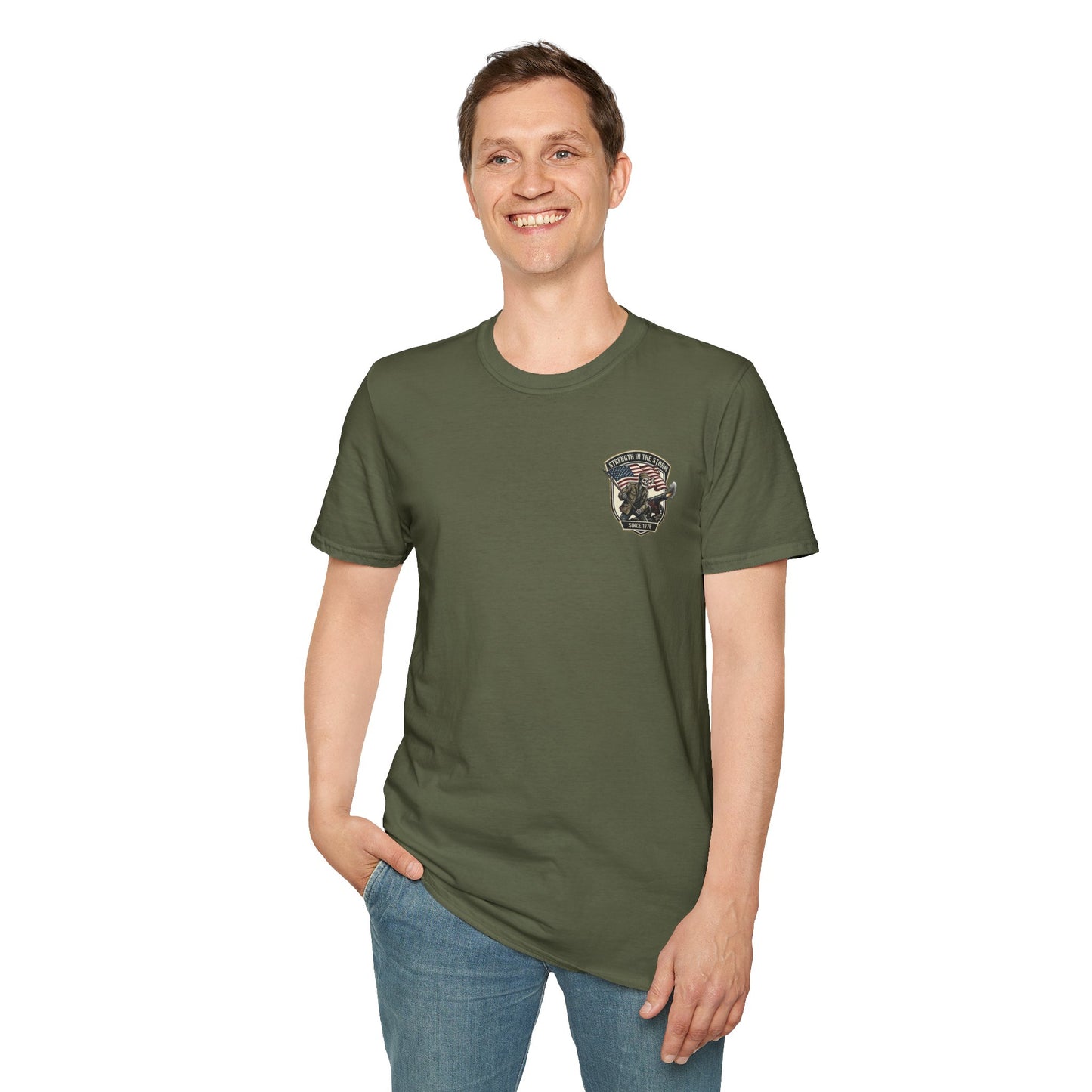 Eagle Shield Pocket Tee — American Flag Military Graphic T-Shirt