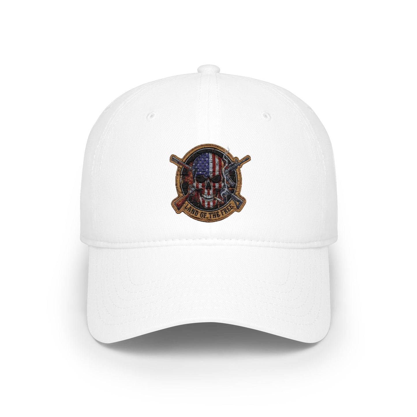 Land of the Free. American Flag Skull Patch Cap - Low Profile Baseball Hat