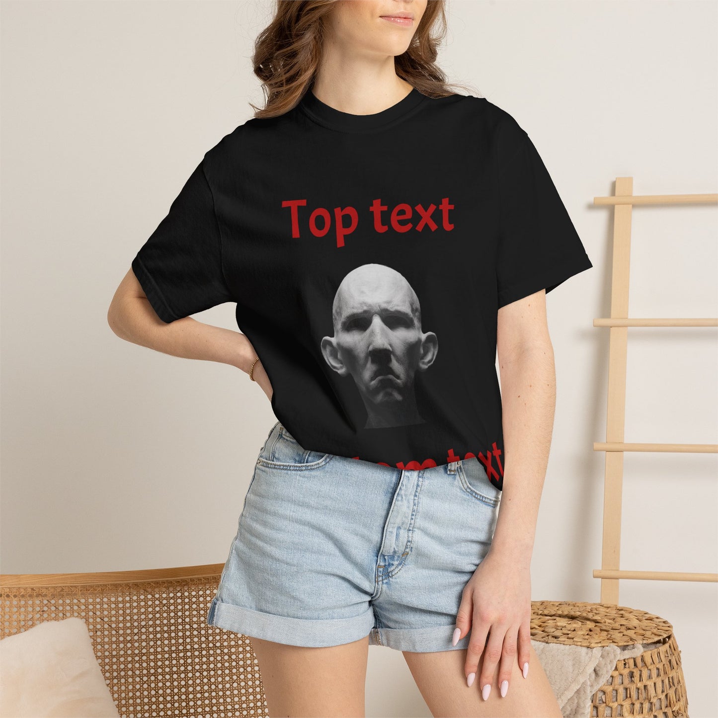 Meme Face T-Shirt — 'Top text / Bottom text' Graphic Tee