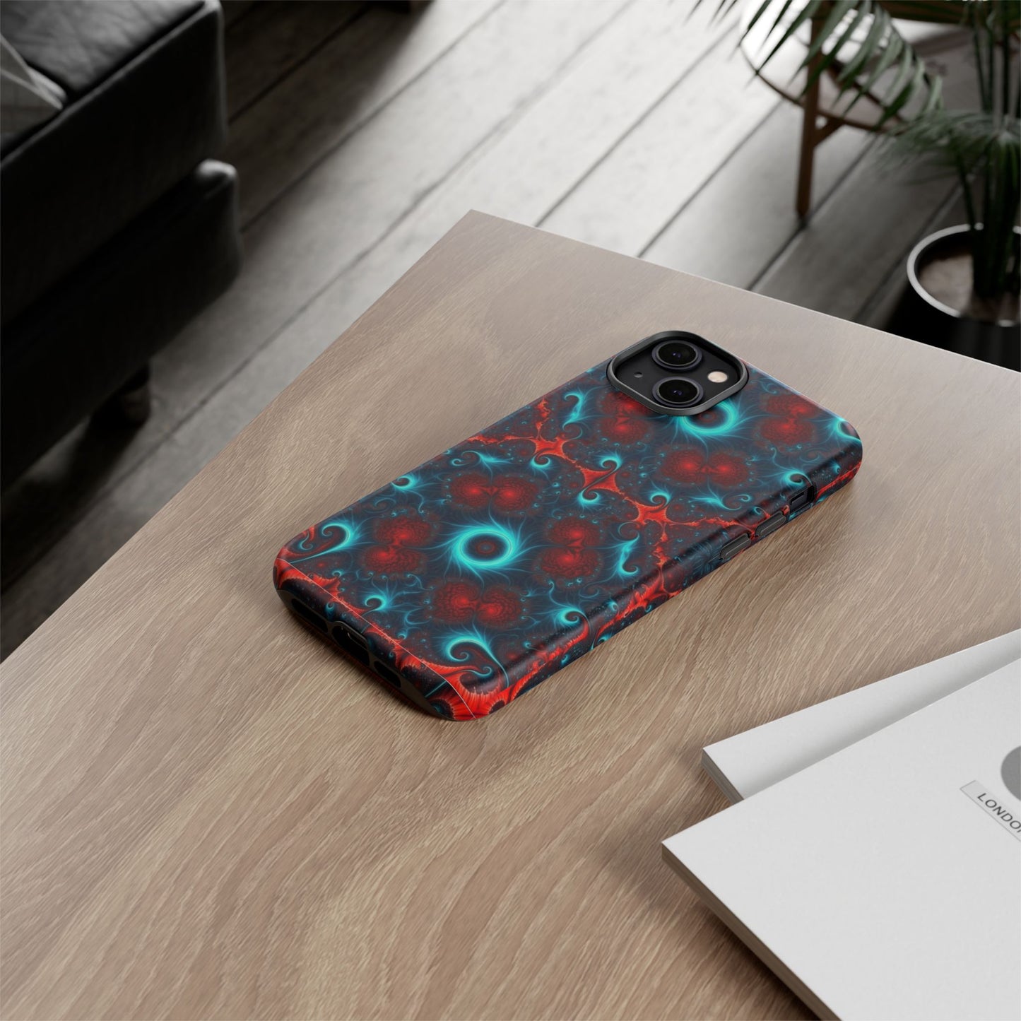 Phone Case matte — Neon Fractal Galaxy Protective Tough Case