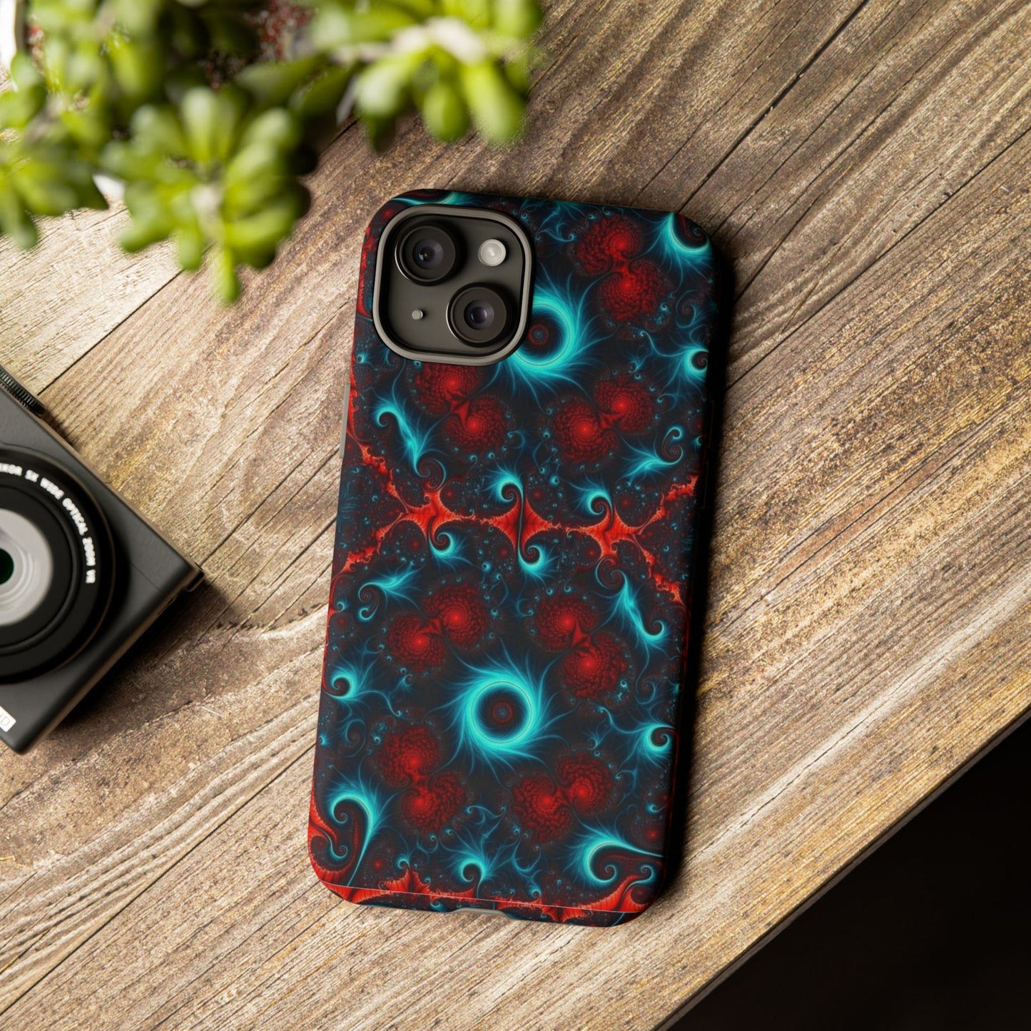 Phone Case matte — Neon Fractal Galaxy Protective Tough Case