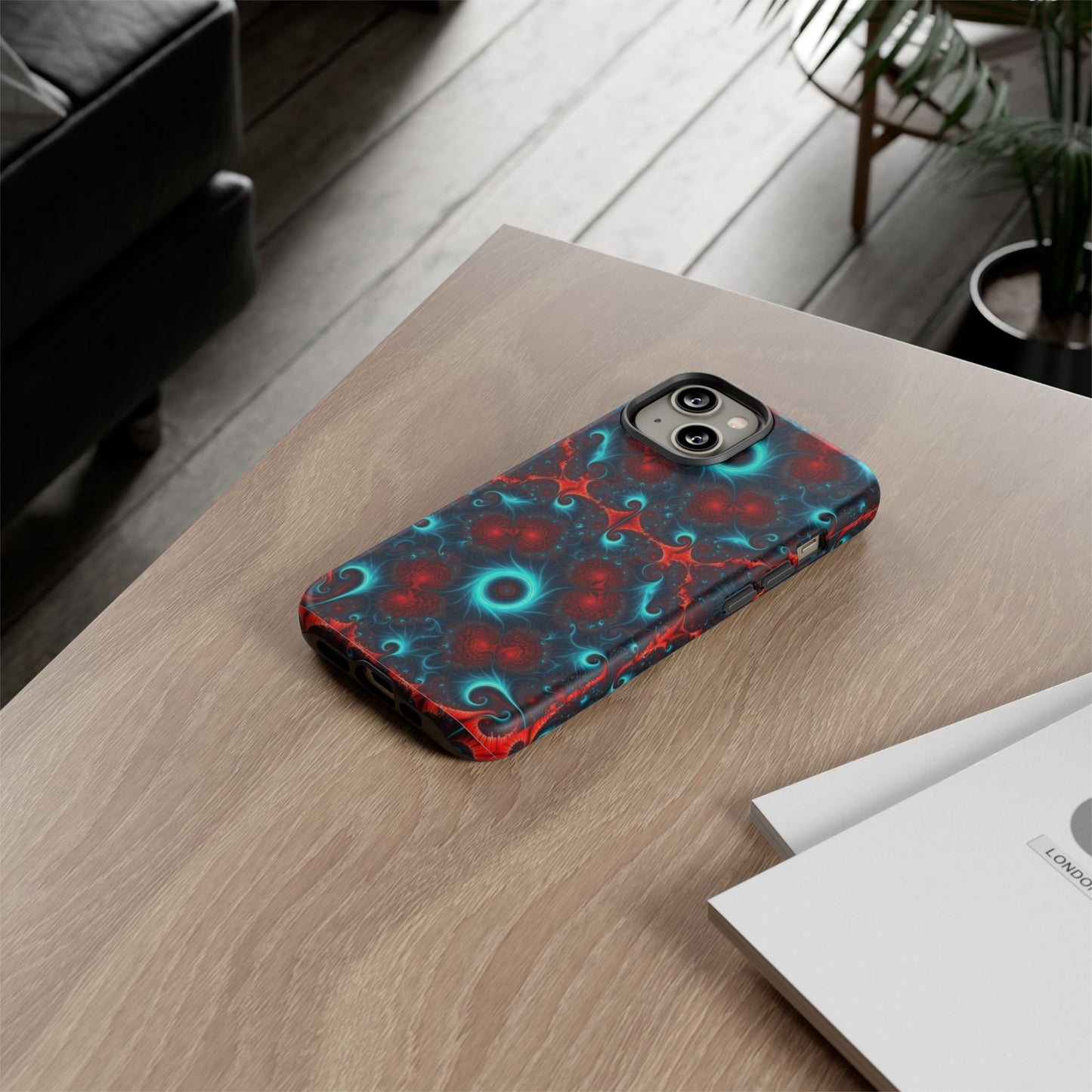 Phone Case matte — Neon Fractal Galaxy Protective Tough Case