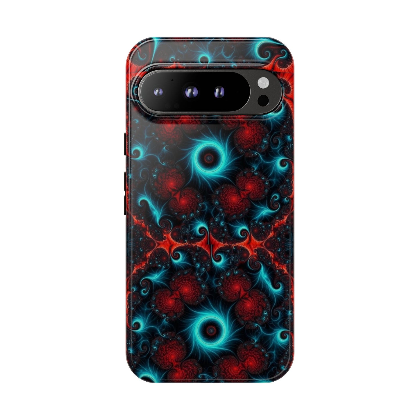 Phone case glossy ---Galaxy Fractal Tough Phone Case — Red & Teal Abstract Protective Cover