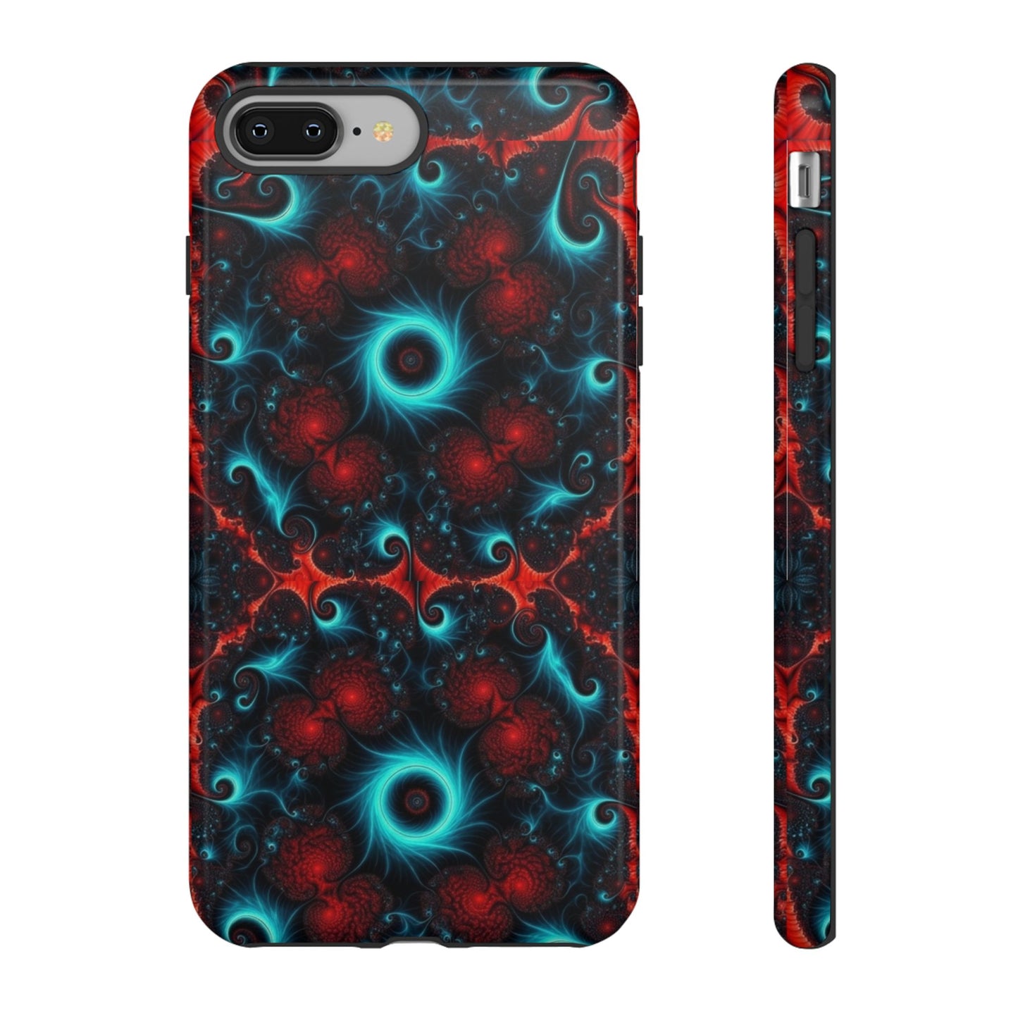 Phone case glossy ---Galaxy Fractal Tough Phone Case — Red & Teal Abstract Protective Cover
