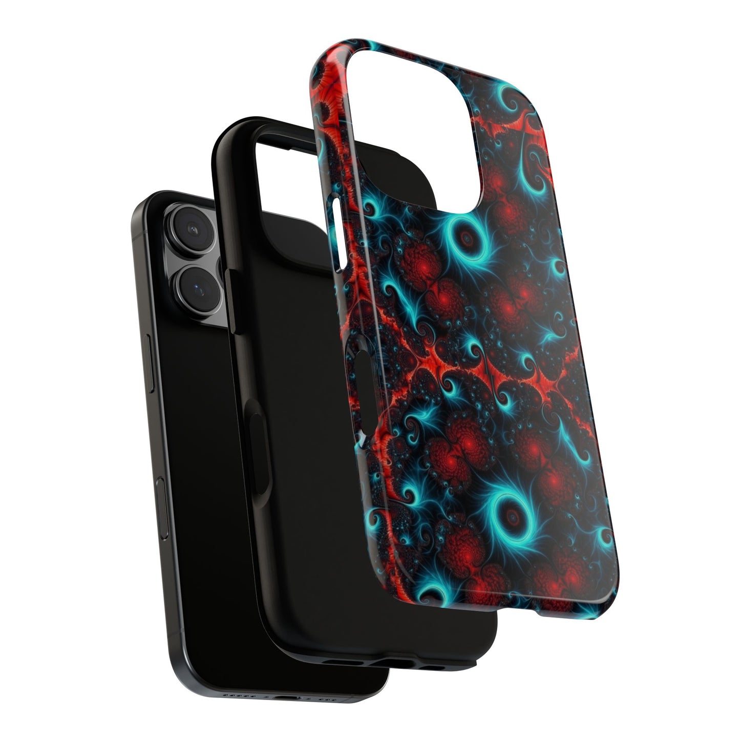 Phone case glossy ---Galaxy Fractal Tough Phone Case — Red & Teal Abstract Protective Cover