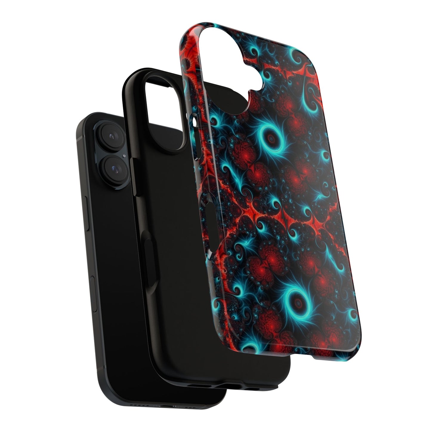 Phone case glossy ---Galaxy Fractal Tough Phone Case — Red & Teal Abstract Protective Cover