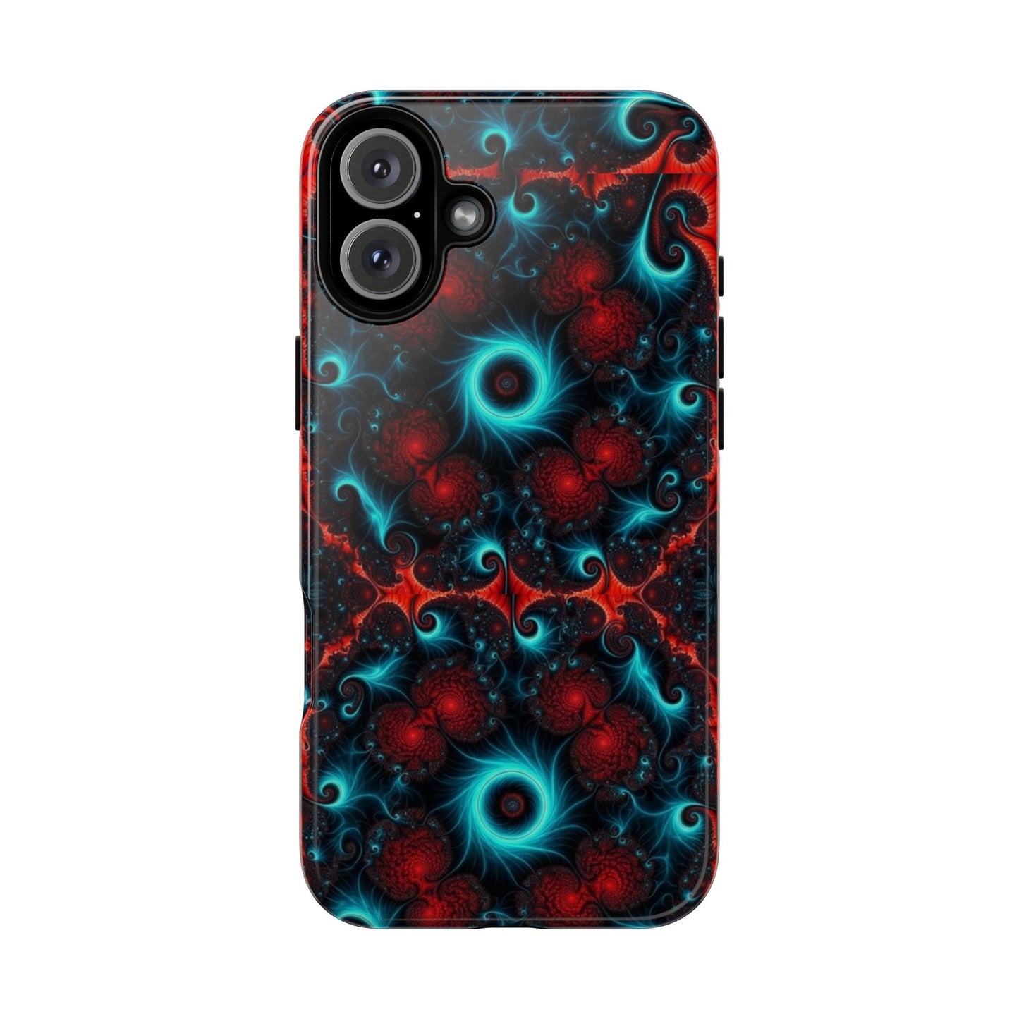 Phone case glossy ---Galaxy Fractal Tough Phone Case — Red & Teal Abstract Protective Cover