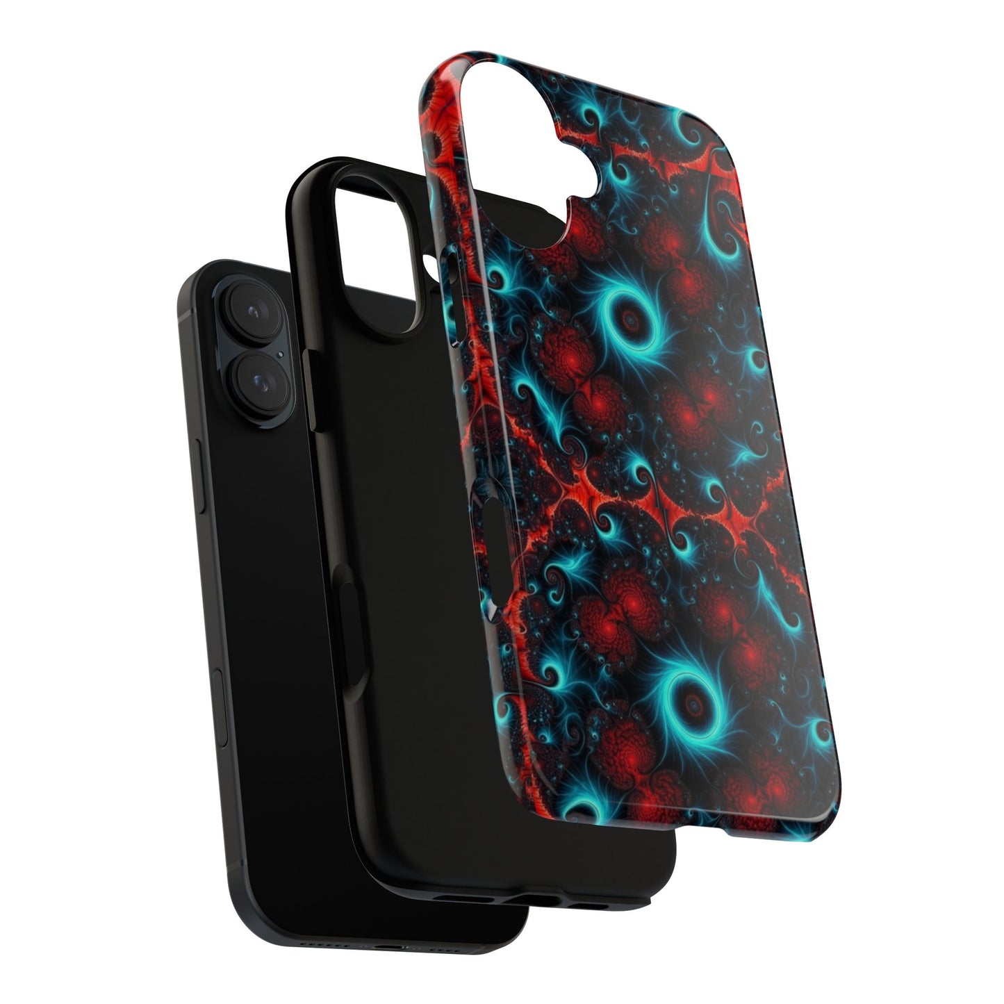 Phone case glossy ---Galaxy Fractal Tough Phone Case — Red & Teal Abstract Protective Cover