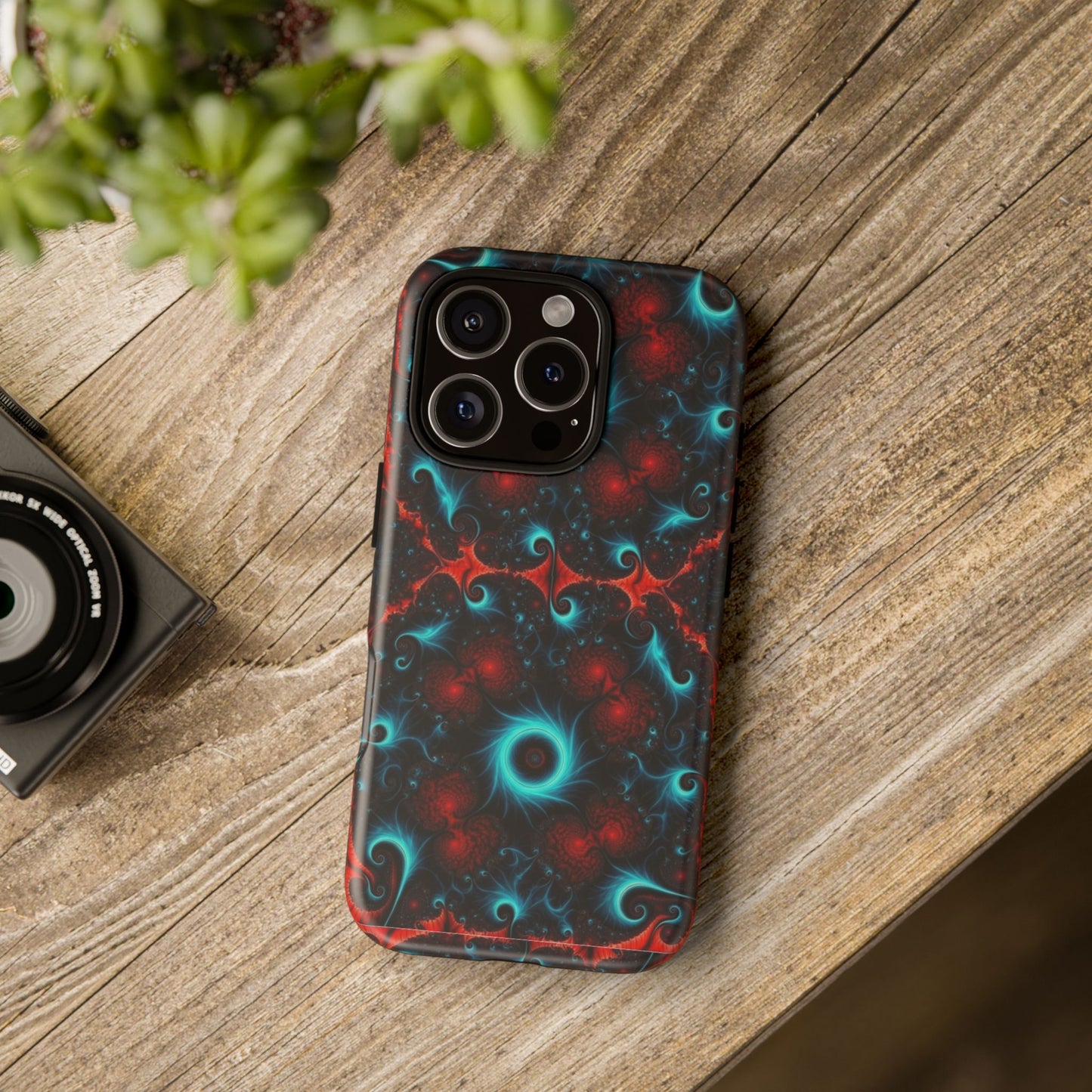 Phone Case matte — Neon Fractal Galaxy Protective Tough Case