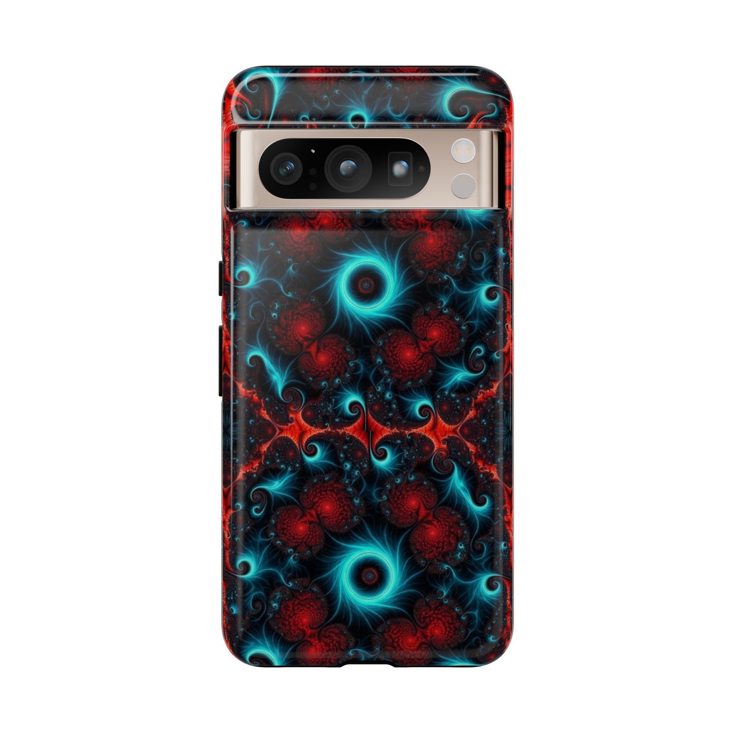 Phone case glossy ---Galaxy Fractal Tough Phone Case — Red & Teal Abstract Protective Cover