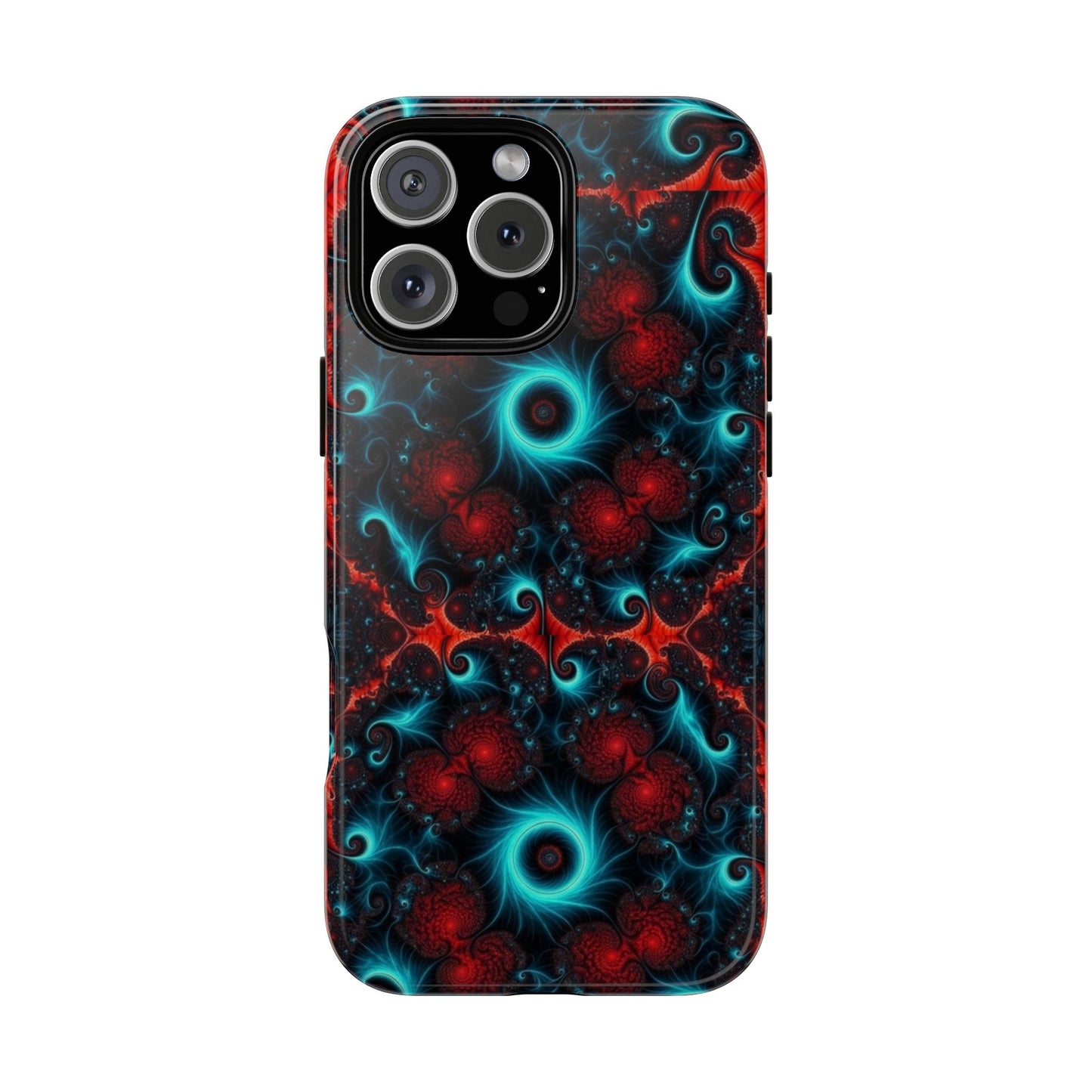 Phone case glossy ---Galaxy Fractal Tough Phone Case — Red & Teal Abstract Protective Cover