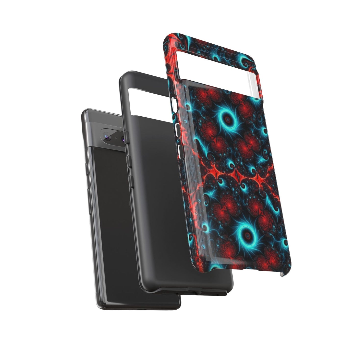 Phone case glossy ---Galaxy Fractal Tough Phone Case — Red & Teal Abstract Protective Cover