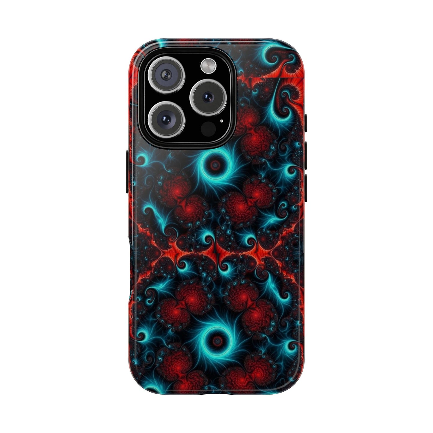 Phone case glossy ---Galaxy Fractal Tough Phone Case — Red & Teal Abstract Protective Cover