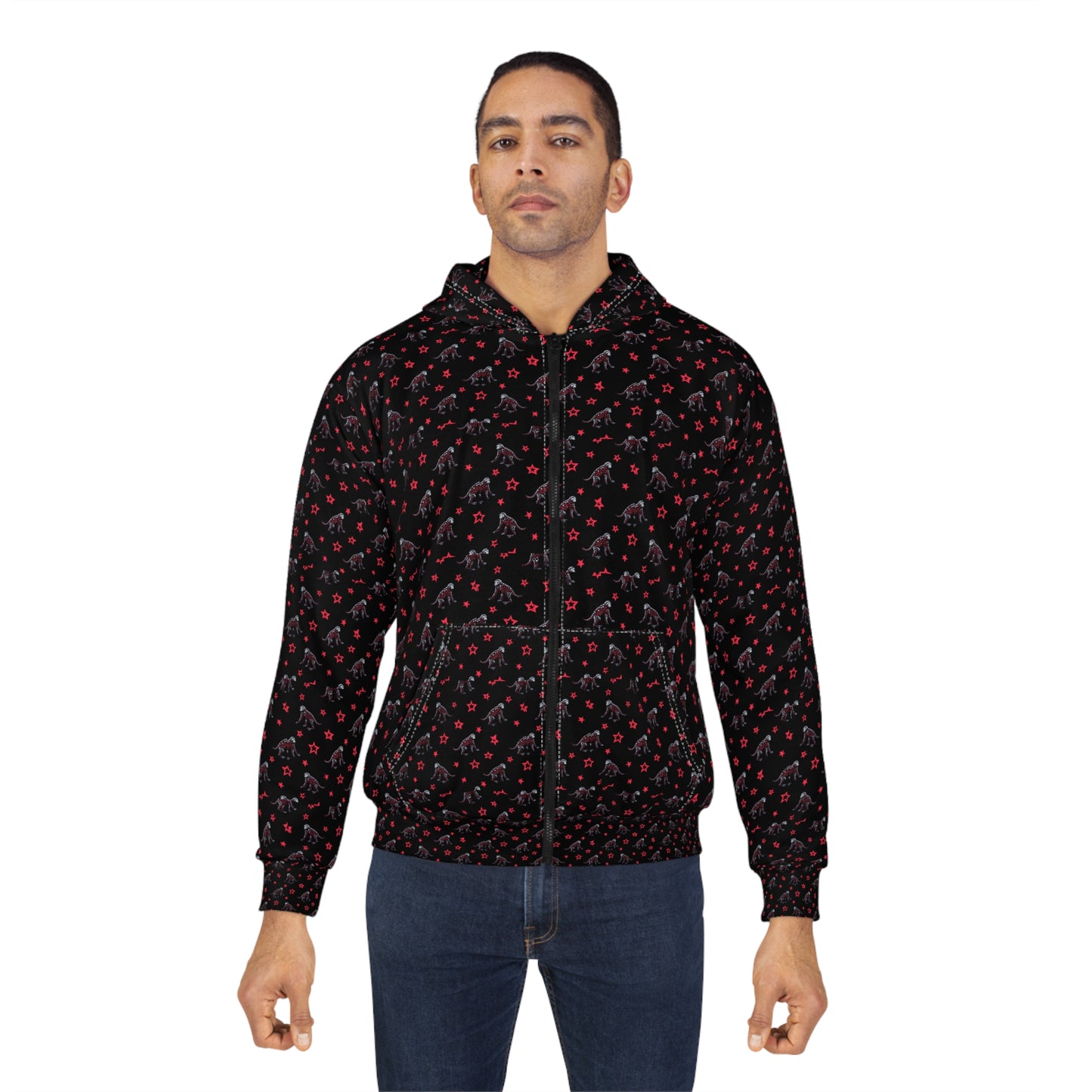 Cool monkey pattern, black with little stars.