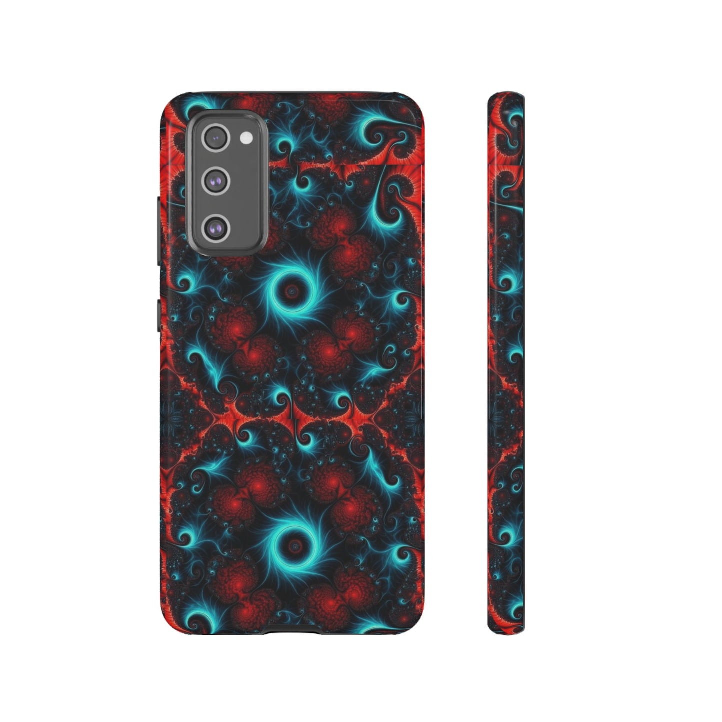 Phone case glossy ---Galaxy Fractal Tough Phone Case — Red & Teal Abstract Protective Cover